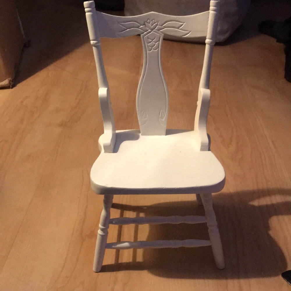 A white painted doll chair